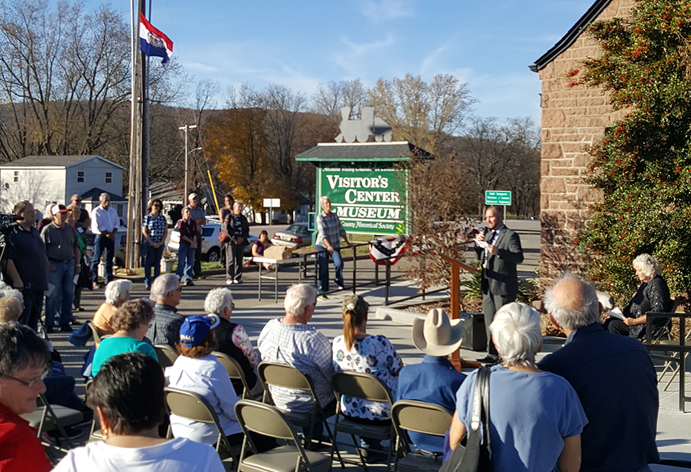 A crowd gathered for the Arcadia station ribbon cutting.