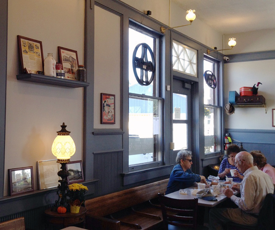 Customers dining at Mystic Depot Roasters, 2016.