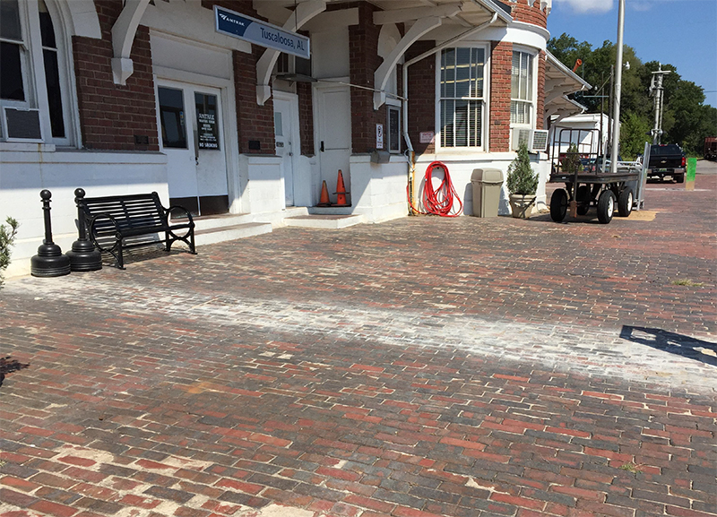 Tuscaloosa station platform prior to accessibility enhancements.