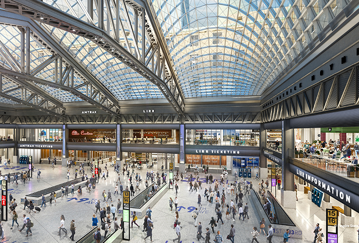 Moynihan Station train hall rendering.