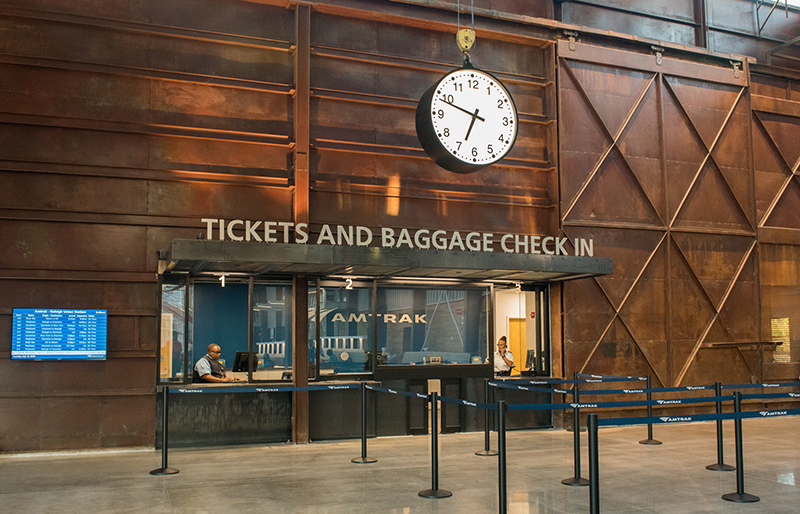 Raleigh Union Station interior showing the ticket desk.