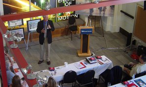 A speaker addresses guests at our first Civic Conversation in Denver.