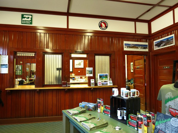 The waiting room is now a popular gift shop; revenue supports vital programs at Glacier National Park.