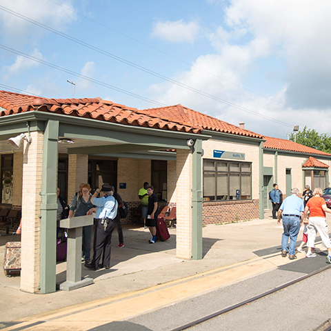 Austin depot viewed from the platform.