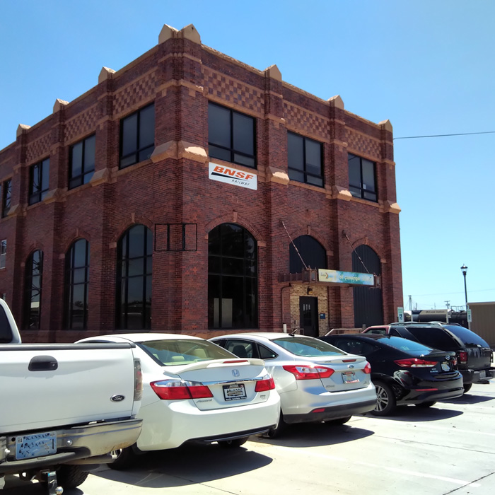 Two story brick train station