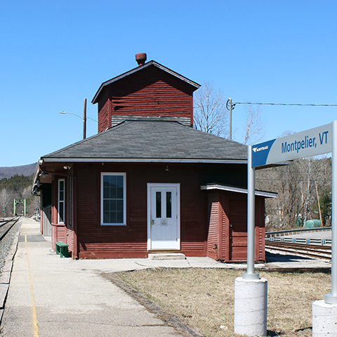Exterior view of the Montpelier station, 2018.