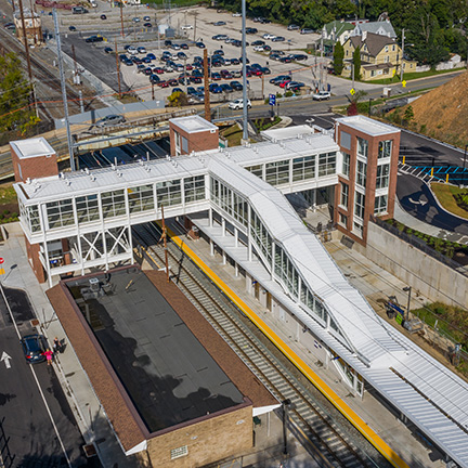 Aerial view of the Paoli station.