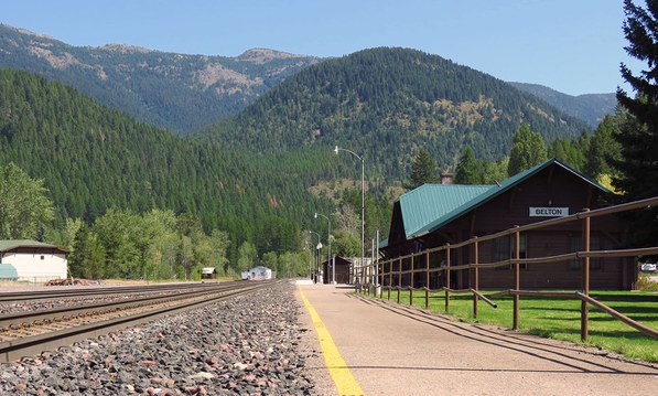 The West Glacier depot acts as a gateway to Glacier National Park for rail travelers.