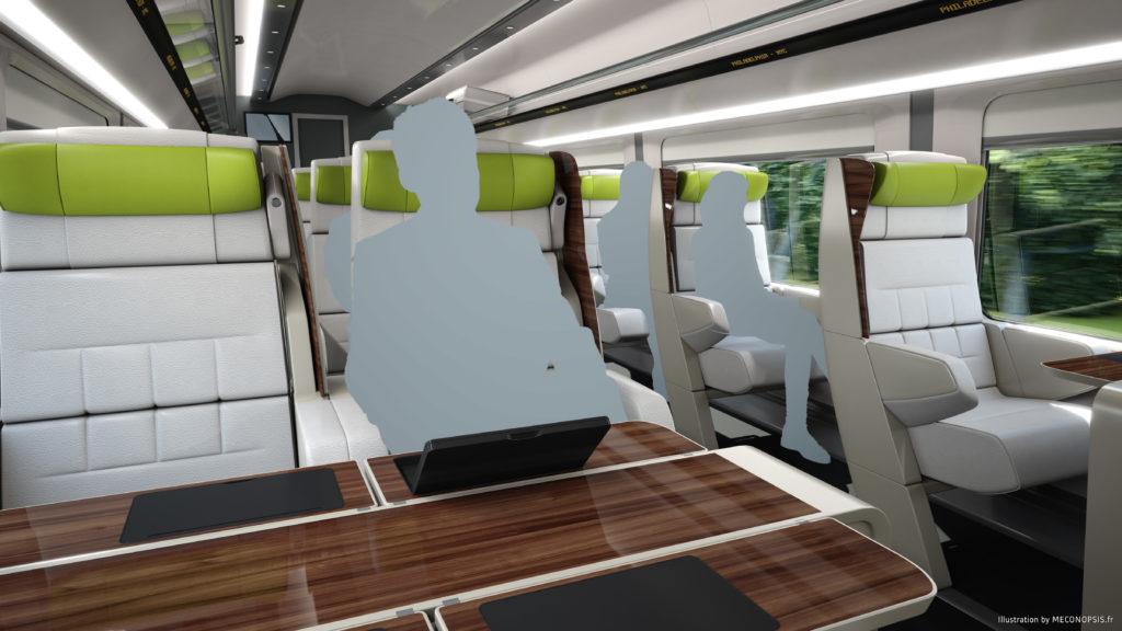 Proposed rendering of First Class interior on new Amtrak high-speed trainsets