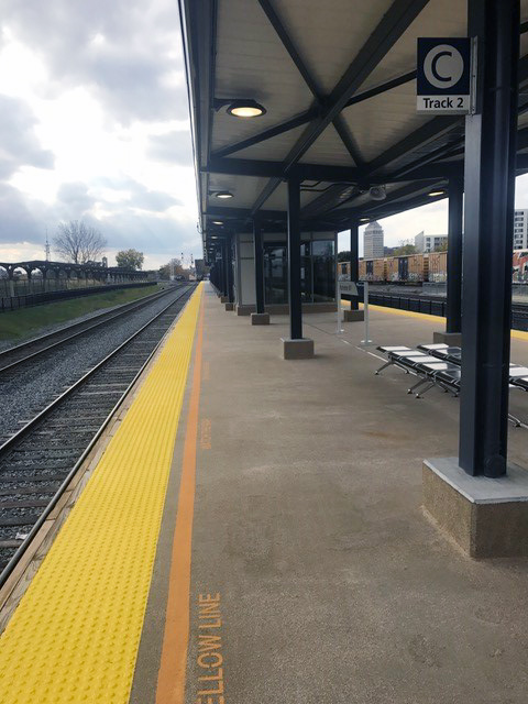 The new platform is accessed from an underground passageway.