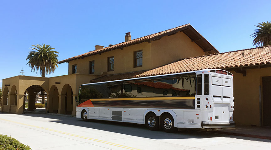 Thruway bus at Santa Barbara station.
