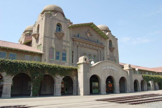 View of the San Bernardino depot from trackside.
