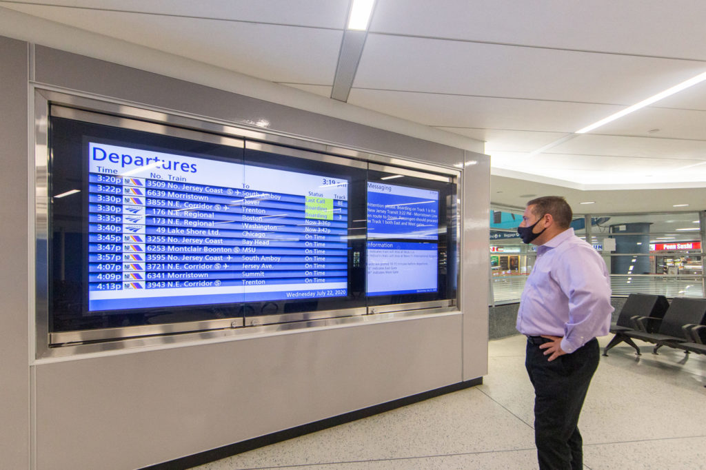 The Passenger Information Display System displays messaging and train information.