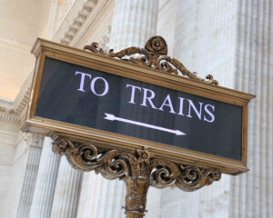 A sign reading To Trains