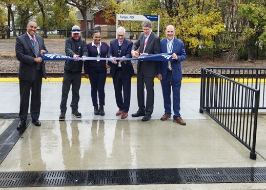 Ribbon cutting at the Fargo, ND, Amtrak station.